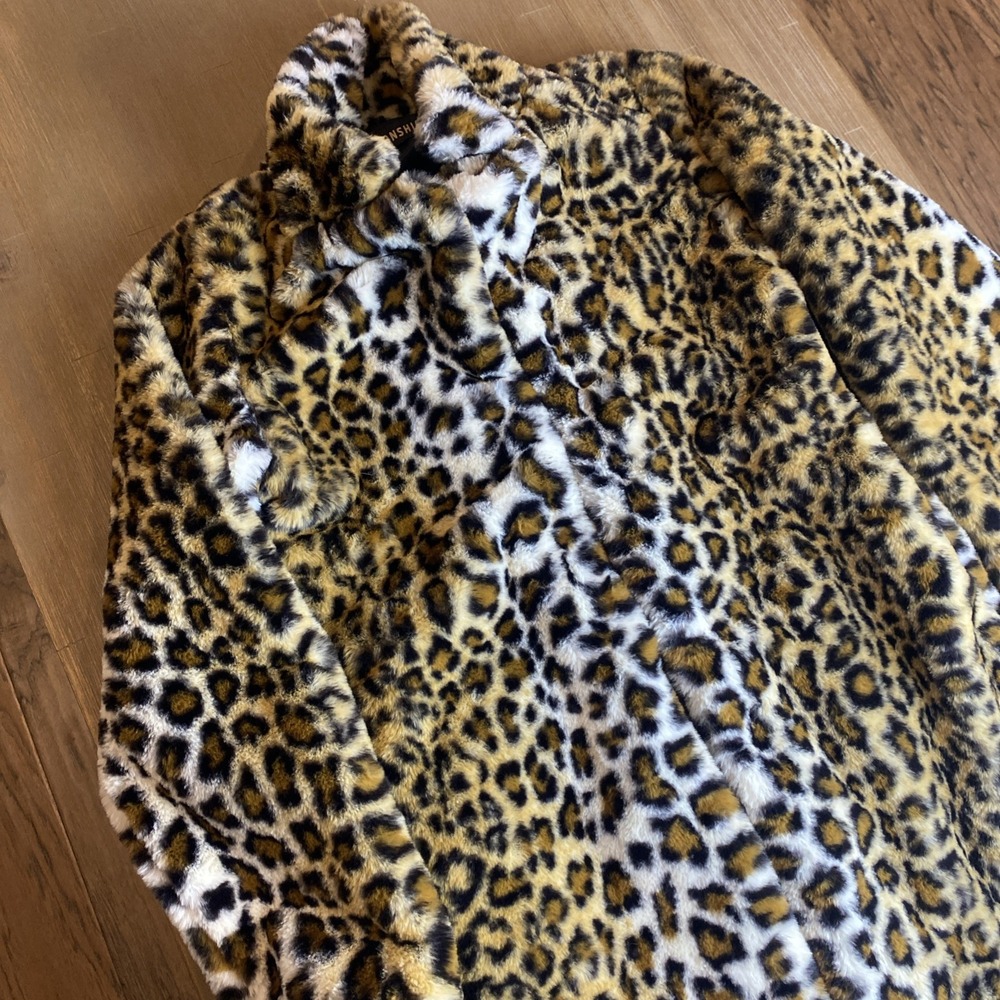 Women's LANSHIFEI Leopard Faux Fur‎ Coat SUPER SOFT Coat Size Small Old Money
